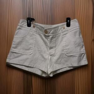 Banana Republic White Denim Short Shorts Gold Button High Rise Size 12 Casual